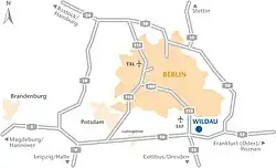 Lage der TH Wildau südlich von Berlin