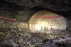 Künstlerische Darstellung des Baus der Metro Pjöngjang unter Anleitung von Kim Il-sung im Metro-Museum Pjöngjang