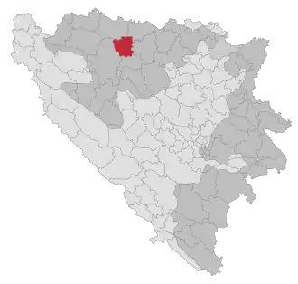 Lage der Gemeinde Laktaši in Bosnien und Herzegowina (anklickbare Karte)