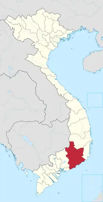 Karte von Vietnam mit der Provinz Lâm Đồng hervorgehoben