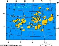 Lage von Nagurskaja auf den Franz-Josef-Inseln