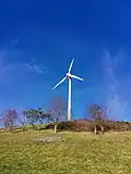Windkraftanlage im von unten