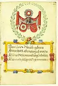 Wappen des Georg Seyfried Kohler, Pfleger der Landauerschen Zwölfbrüderstiftung (1632, Allianzwappen mit Kreß)