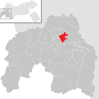 Lage der Gemeinde Landeck (Tirol) im Bezirk Landeck (anklickbare Karte)