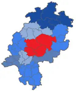 Lage des Landgerichtsbezirks Gießen in Hessen