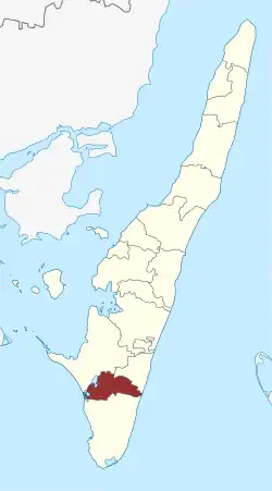 Lage des Tryggelev Sogn in der Langeland Kommune