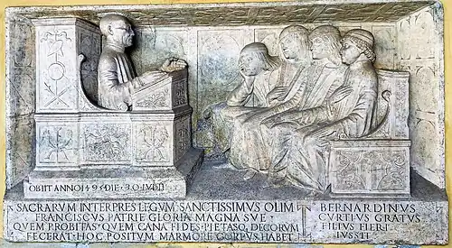 Epigraph von Francesco Corti, 1491.