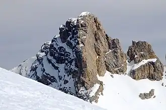 Die Larchetkarspitze vom Südgrat der Pleisenspitze (von Südwesten) gesehen