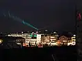 Blick aus dem Zwehrenturm in Strahlrichtung der Laser