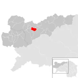 Übersichtskarte der Gemeinden im gesamten Bezirk Liezen