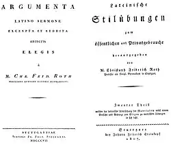 Lateinische Stilübungen von Christoph Friederich Roth, zweiter Teil, 1807.