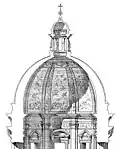 Schematische Schnittzeichnung durch eine Kuppel mit Laterne (Santa Maria Maggiore, Rom)