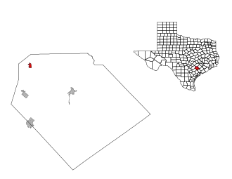 Lage von Moulton im Lavaca County (links) und in Texas (rechts)