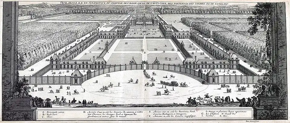 Das Schloss Richelieu aus Le Magnifique Chasteau de Richelieu... von Jean Marot, ca. 1657