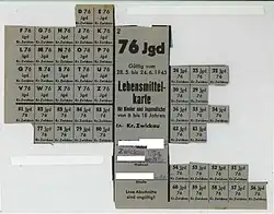 Lebensmittelkarte von 1945 aus Zwickau (SBZ)
