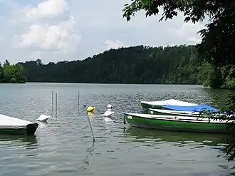 Blick über den Stausee bei Pöring