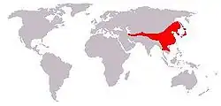 Asian black bear range