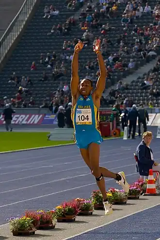 Leevan Sands, 2003 mit WM-Bronze und 2008 mit Olympiabronze dekoriert, erreichte Platz&nbsp;sieben