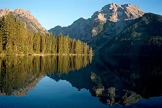 Leigh Lake mit Mount Moran im Hintergrund