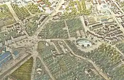 Die Umgebung des Kanonenteichs, 1850 (links der Bayerische Bahnhof)