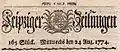 Leipziger Zeitungen vom 24. August 1774