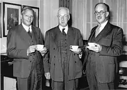 Wilhelm Feldberg, Henry Hallet Dale und John Henry Gaddum (von links) um 1960