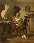 Musikant in seiner Stube, Öl auf Leinwand, 1857