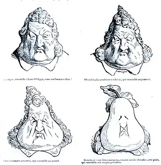 Verwandlung des Königs Louis-Philippe in eine Birne, Karikatur von Honoré Daumier, um 1831