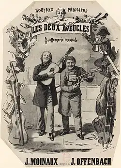 Titelbild des Klavierauszugs von „Die beiden Blinden“, das bei der Eröffnung des Theaters uraufgeführt wurde