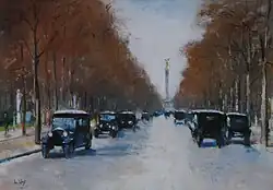 Tiergartenallee mit Siegessäule, 1925, Pastell auf Pappe, 33,5&nbsp;×&nbsp;49&nbsp;cm