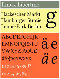 »Linux Libertine« (mit FontForge gestaltet)