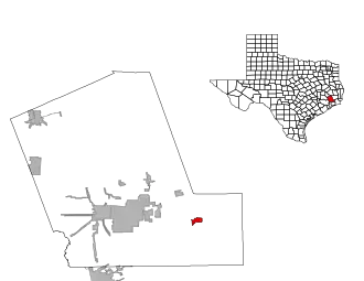 Lage von Devers im Liberty County (links) und in Texas (rechts)