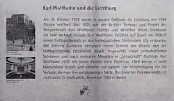 Gedenktafel am Kino Lichtburg in Essen, 2006 durch seinen Enkel Michael Wolffsohn enthüllt