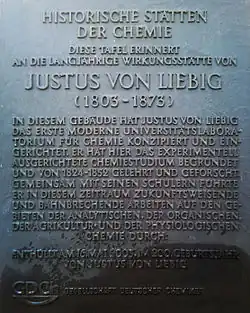 Gedenktafel am Gießener Liebig-Museum, 2003