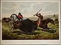Life on the Prairie, The Buffalo Hunt, Lithografie von Currier and Ives, 1862