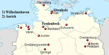 Lage der Vereine der Staffel Nord