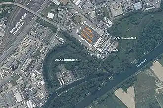 Kläranlage auf einem Luftbild von 2001