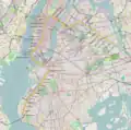 Darstellung des Wegs der Linie&nbsp;R in Queens, Manhattan und Brooklyn