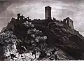 Die Burg in einer Lithographie von E. Gonin aus der Mitte des 19. Jahrhunderts.