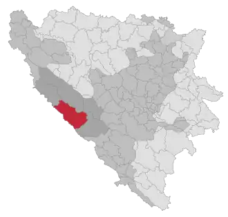 Lage der Gemeinde Livno in Bosnien und Herzegowina (anklickbare Karte)