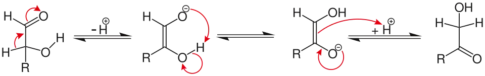 Reaktionsmechanismus der Lobry-de-Bruyn-Alberda-van-Ekenstein-Umlagerung