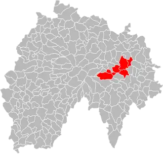Lage der Communauté de communes de la Planèze im Département Cantal