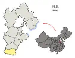 Handan: Lage innerhalb der Provinz Hebei
