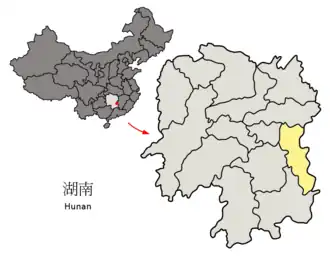 Lage Zhuzhous in der Provinz Hunan