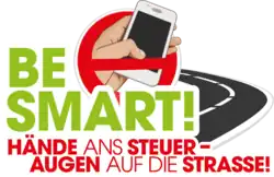 Kampagnenlogo BE SMART! Hände ans Steuer – Augen auf die Straße