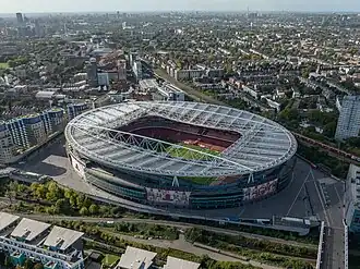Luftbild des Emirates Stadium im Oktober 2022
