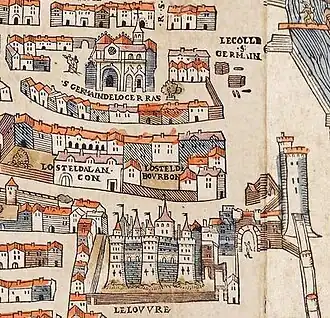 ca. 1550 (Plan von Truschet und Hoyau): das Hôtel d’Alençon findet sich in der Mitte links