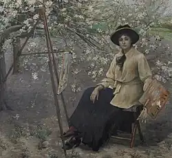 Louise Breslau: Portrait de Mlle Julie Feurgard (sous les pommiers), 1886[10]