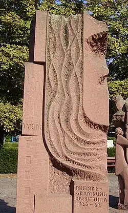 Erinnerung an Tulla am Stadtteilbrunnen in Ludwigshafen (1985)