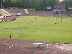 Spiel der German Football League 2 zwischen den Saarland Hurricanes und den Franken Knights im Ludwigspark 2009